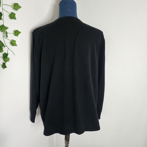 Vintage Bob Mackie Wearable Art Button Down Black Cardigan Sweater Embroidered - Picture 6 of 8